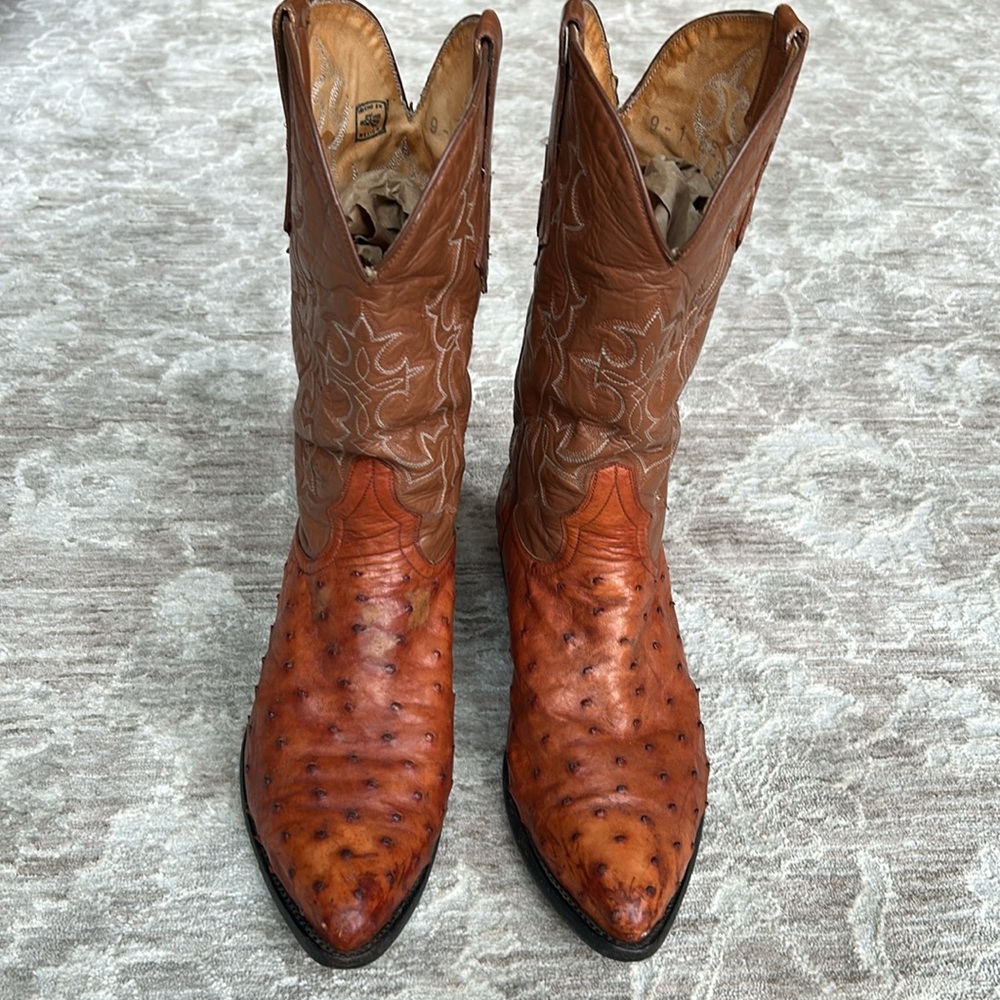 Genuine Ostrich Full Quill Leather Western Boots